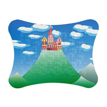Imagem de Moldura de quebra-cabeça Castelo de Nuvens Francesa de Montanha Chinesa Enfeite de jogo de quebra-cabeça