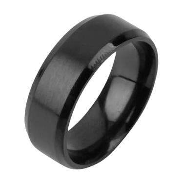 Imagem de Anel Aliança Preto De Aço Inoxidável Design Anatômico 8mm Vintage Masculino Feminino (22)