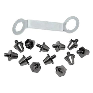 Imagem de shamjina 12 pçs bota de futebol studs sapatos de rugby parafusos no relvado m5 anti deslizamento universal chuteiras de bota de futebol para esportes ao ar