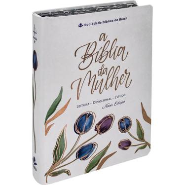 Imagem de A Bíblia Da Mulher - Média - Branca- Arc- Capa Tulipa - Nova Edição -