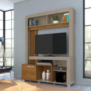 Imagem de Rack para TV até 50 Polegadas 1 Porta Flavia Madetec Cinza/Marromle