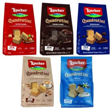 Imagem de Kit 5 Mini Biscoito Wafer Quadrantine Sortidos Loacker 125G
