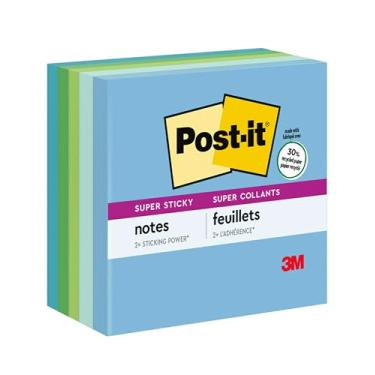 Imagem de Notas adesivas Post-it Super Sticky 654-5SST, cores variadas, pacote com 5 blocos