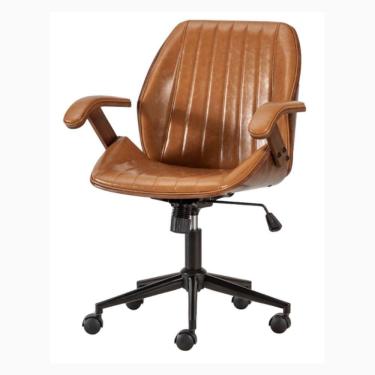 Imagem de Cadeira Giratória Saragoça Rivattis Madeira Multilaminada Em Poliuretano Caramelo Base Rodizio