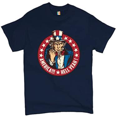 Imagem de Camiseta America Hell Yeah Uncle Sam Patriotic Stars and Stripes, Azul-marinho, P