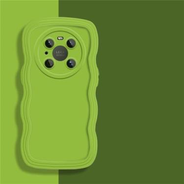 Imagem de Onda encaracolado pára-choques caso de telefone para huawei p30 p40 lite p50 mate 30 40 50 pro nova 5t y9 capa de silicone macio proteção da lente, verde, para nova 5t