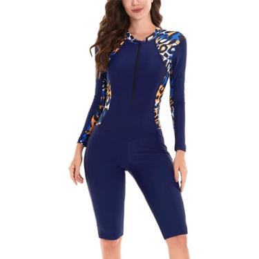 Imagem de FEOYA Maiô feminino de peça única com controle de barriga com zíper frontal e shorts, Novo preto 2, XGG