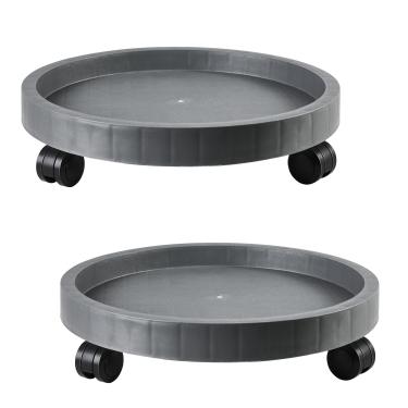 Imagem de Pacote com 2 caddies de 35 cm, suporte de pires com rodas, suporte de rodas resistentes para plantas em vaso, bandeja de base redonda com rodízios, suporte para vaso de flores para ambientes internos e externos