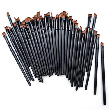 Imagem de 50 pincéis angulares para sobrancelhas, pincel de sobrancelha plano inclinado de 10 cm, pincéis de matiz, pincel de mistura cosmética, pincel de maquiagem corretivo de sombra, ferramenta cosmética de