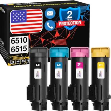 Imagem de Cartlee Cartuchos de toner compatíveis de substituição para Xerox Phaser 6510 6510/dni 6510/dn 6510/n Workcentre 6515 6515/dni 6515/dn 6515/n Tinta de impressora a laser de alto rendimento, 1 preto, 1