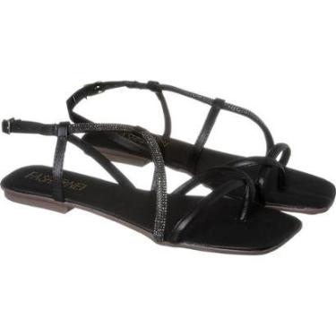 Imagem de Sandália Strass Rasteira Feminina Tira Brilhos Rasteirinhas-Feminino