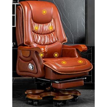 Imagem de Cadeira de escritório, cadeira giratória comercial executiva com função de massagem, mecanismo de inclinação sincronizada, cadeira de mesa de altura ajustável com apoio para os pés
