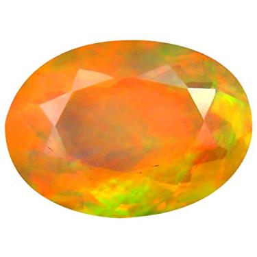 Imagem de 2,34 ct AAA+ Gem de qualidade corte oval (11 x 8 mm) opala arco-íris não aquecida genuína e extraída da pedra preciosa solta da Terra