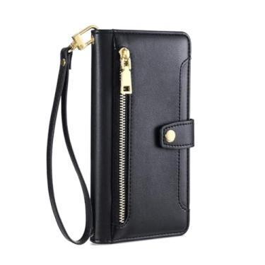 Imagem de Capa crossbody para Samsung Galaxy S24 Ultra S24 PLus S23 FE M34 A25 A15 A35 A55 5G A05 A05S Capa carteira flip para telefone com cordão, preta, para Samsung A25 5G