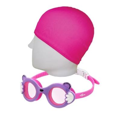 Imagem de Kit Natação Speedo Óculos Baloo + Touca Tecido Helanca Infantil 2 a 8 anos (Rosa + touca apvd)