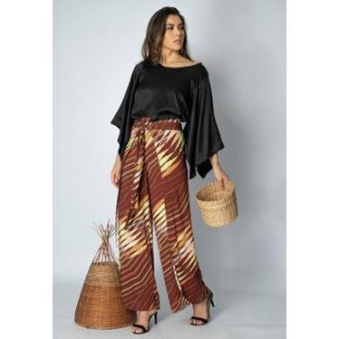 Imagem de Calça Envelope Longa Viscose Background Marrom - Único-Feminino