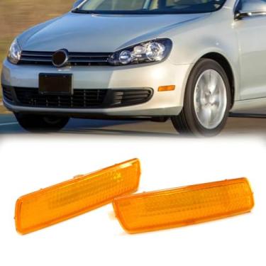 Imagem de Par de luz de marcador lateral de para-choque dianteiro âmbar para VW MK6 Golf/Jetta Sportwagen 2009-2013
