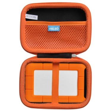 Imagem de Anleo Capa rígida de viagem para disco rígido externo LaCie Rugged Mini 2TB/1TB/3TB/5TB portátil (preto + laranja interno)