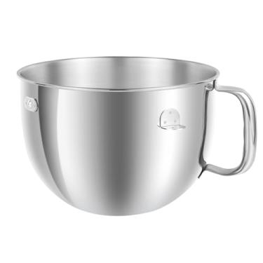 Imagem de Tigela misturadora de aço inoxidável 6QT com alça compatível com batedeiras KitchenAid Bowl Lift Stand KD2661, KL26M, KP26M1, KP26M8, KP26N9, KV25G, KV25M. Substituição para tigela de mistura