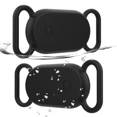 Imagem de Rzttwl Pacote com 2 coleiras de cachorro à prova d'água compatíveis com Samsung Galaxy SmartTag 2, rastreador GPS de silicone oculto para Samsung Tag 2, capa antiperda para coleira Smart Tag 2 (preta,