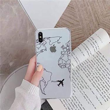 Imagem de Capa de telefone com mapa do mundo para iphone 13 8 7 6 6S Plus X 5S SE 2020 XR 11 12 pro XS MAX, A3, para iPhone XR