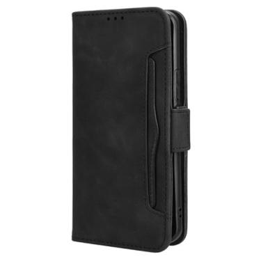 Imagem de HAO RIYLN Capa carteira para Honor Magic 6 Pro/6, capa protetora magnética de couro, porta-cartões, função de suporte fólio, proteção total, capa à prova de choque, preta, 6Pro