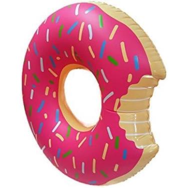 Imagem de SplashNmore boia inflável de donut para praia ou piscina – 1,82 m! ! ! (STRAWBERRY FROSTED)