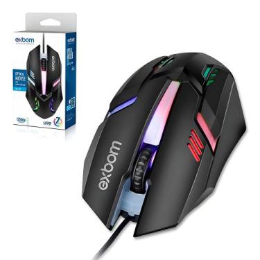Imagem de Mouse Gamer USB, 1.200 DPI, LED RGB Multicores, 4D Fighter, Preto, Exb