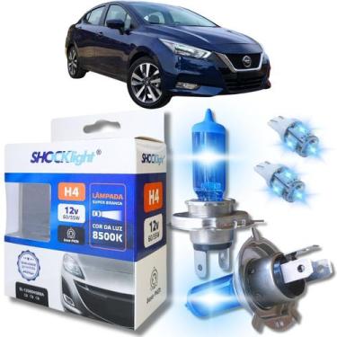 Imagem de Kit par lâmpadas super branca conector h4 8500k shocklight + par leds 