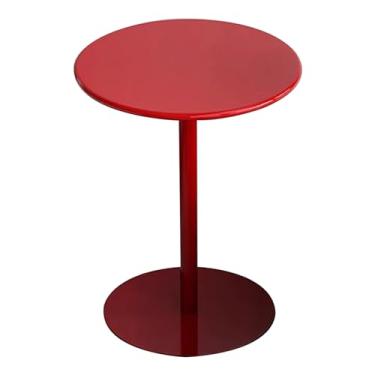 Imagem de Mesa de bar alta mesa de bistrô vermelha pub bistrô mesa de bar para coquetel café com base de metal, mesa lateral alta pequena mesa de canto para sala de estar, quarto, mesa de jantar redonda e