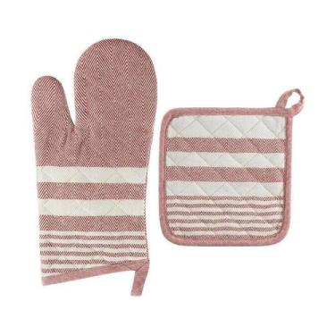 Imagem de Jogo de Luva e Descanso de Panela Home Style Stripes, VERMELHO