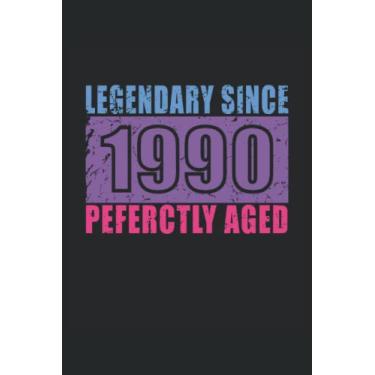 Imagem de Computadora portátil: Libreta en blanco con portada cumpleaños nacido 1990 |120 páginas rayadas |tapa blanda |tamaño A5 |perfecto para notas, textos, grabaciones, etc.