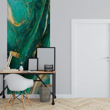Imagem de Papel de Parede Painel 3D Mármore Verde e Dourado  1M Revestimento Aut