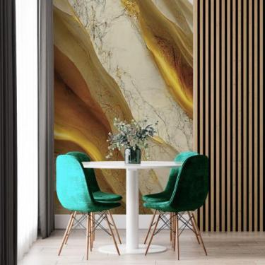Imagem de Papel de Parede Painel 3D Mármore White Ouro 2M Revestimento Auto Cola