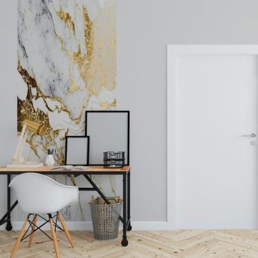Imagem de Papel de Parede Painel 3D Mármore Branco e Dourado 1M Auto Colante Lav