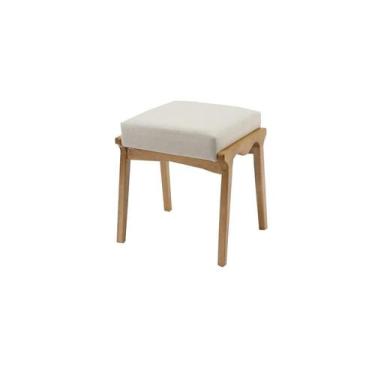 Imagem de Banqueta Helô Estofada Cor Papel com Base Madeira Amêndoa 45cm - 69382