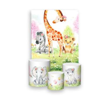 Imagem de Painel De Festa Vertical 1,50 x 2,20 + Trio De Capas Cilindro - Safari