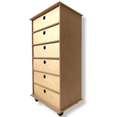 Imagem de Mesinha Organizadora 6 Gavetas Criado Escritório Mdf Cru - ARTESANAL