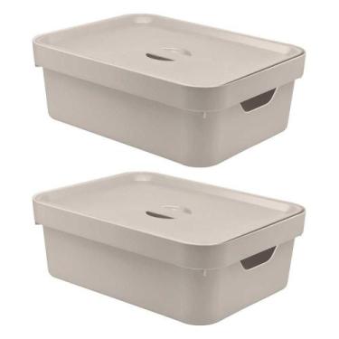 Imagem de 2x Caixa Plastica Multiuso Organizadora 10,5L OU Cube Bege