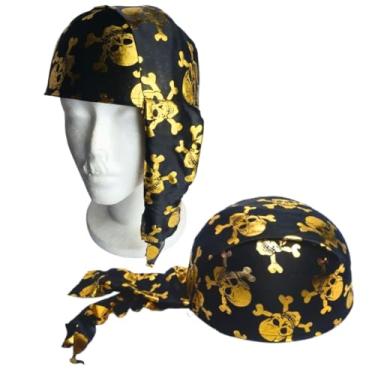 Imagem de Chapéu Fantasia Acessório Pirata Caveira Dourada