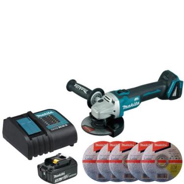 Imagem de Esmerilhadeira Dga504 + Bateria 3ah + Carregador + 5 Discos - MAKITA, 
