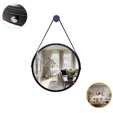 Imagem de Espelho Adnet Luxo Decorativo Redondo 60cm Com Alça Reduna, Preto Com 