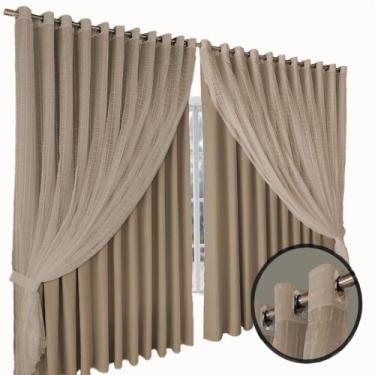 Imagem de cortina para sala e quarto blecaute Roma 4,00 x 2,30 bege - Bravin Enx