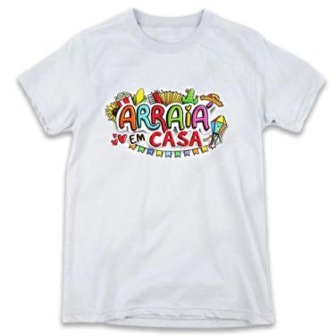 Imagem de 1 Camiseta Arraiá em Casa Festa Junina São João Personalizada - W3arte