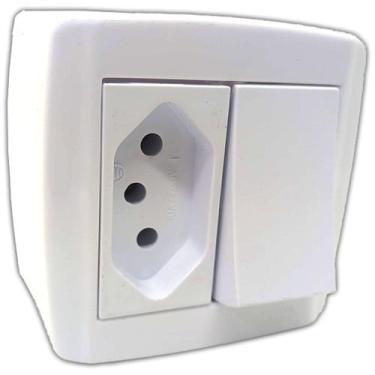 Imagem de Caixa com Interruptor e Tomada 10a de Sobrepor Slim Box Sistema X de P