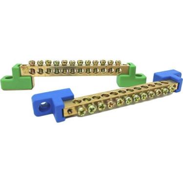 Imagem de Kit 2 Barramentos Universal Neutro + Terra Terminal Barra Borne com 12