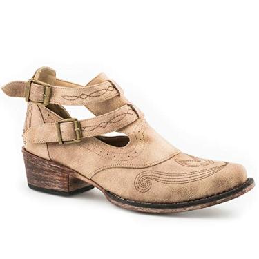 Imagem de ROPER Willa Bota feminina casual bordada bico curto cano baixo 2,5-5 cm - marrom, Willa - Tan, 8.5 Wide