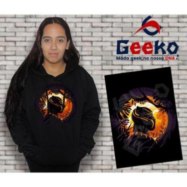 Imagem de Moletom Canguru Feminino Pantera Negra Black Panther Geeko, Preto, G