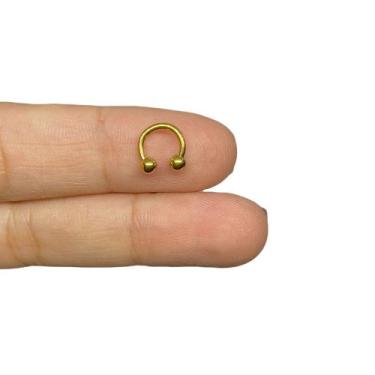 Imagem de Piercing Titânio Ferradura Dourada 8mm e 6mm - RaraSteel, Dourada 6mm