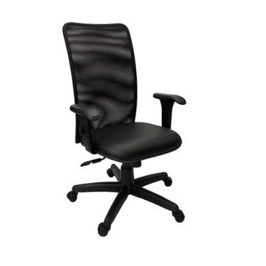 Imagem de Cadeira Presidente Jupter Tela com Braço Regulável Preto - Maiart